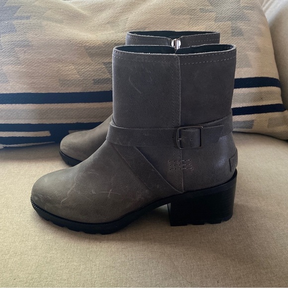 Sorel cate buckle quarry gray waterproof zipper heels boots NWT 7M - Picture 2 of 11